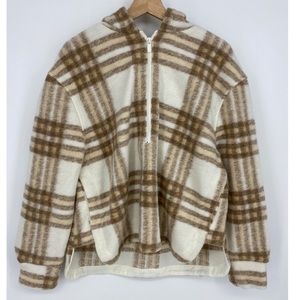 Joie Plaid Hooded half zip Pullover